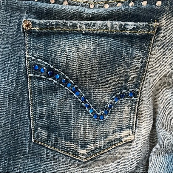 PEOPLE FOR PEACE BOHO PAISLEY EMBROIDERED LOW RISE BOOTCUT JEANS SIZE 30 - Picture 10 of 13